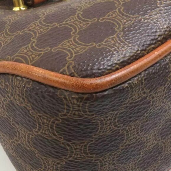 Auth CELINE Macadam Handbag Brown PVC/Leather/Goldtone authentic - Picture 14 of 16